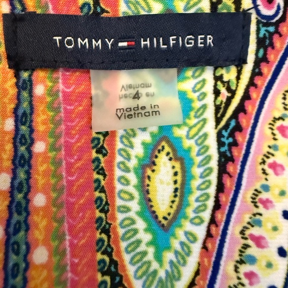 Tommy Hilfiger Size 4 Paisley Stretch Shift Dress 3/4 Bell Sleeve Retro Boho - Picture 4 of 4